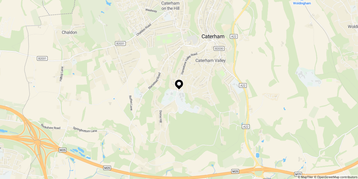 Approximate location of Harestone Hill, Caterham, CR3