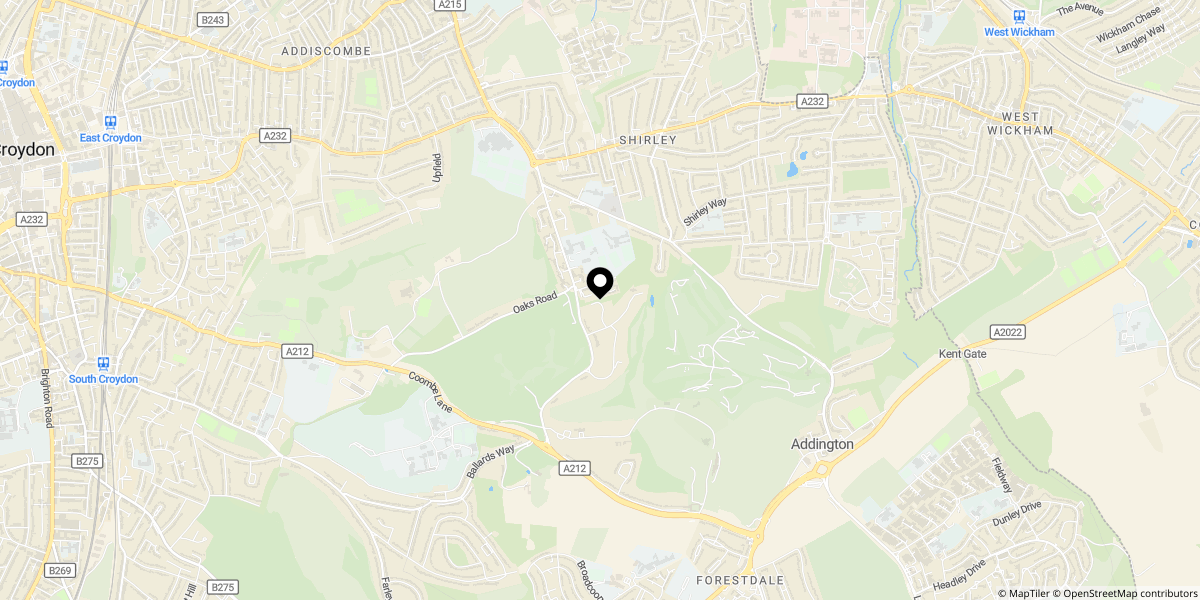 Approximate location of Pine Coombe, Croydon, CR0