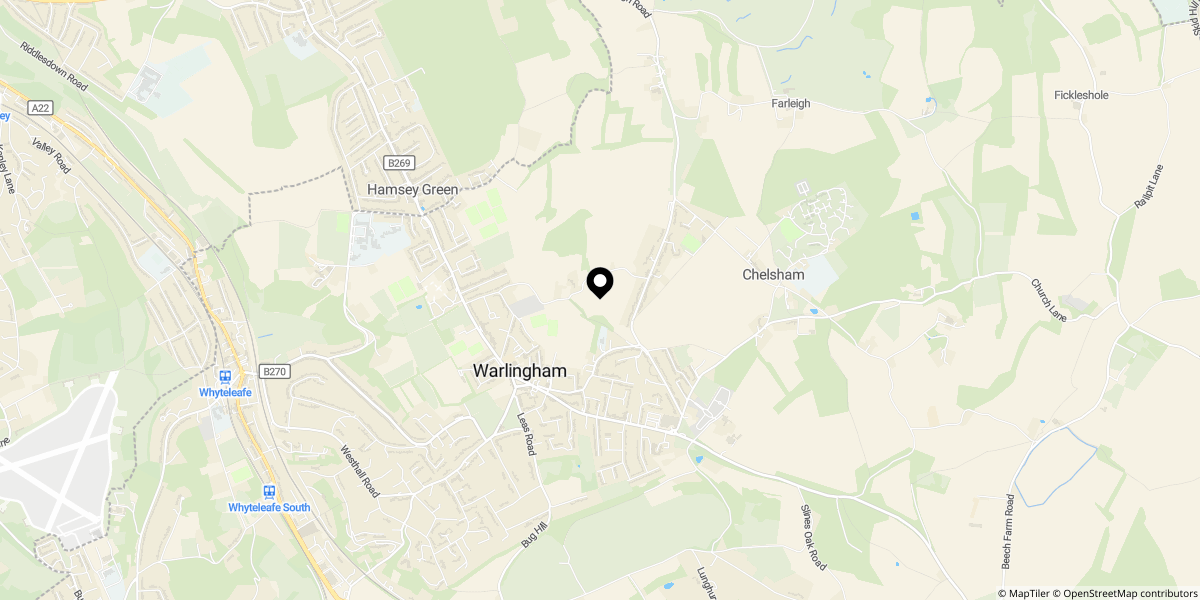 Approximate location of The Copse, Warlingham, CR6 