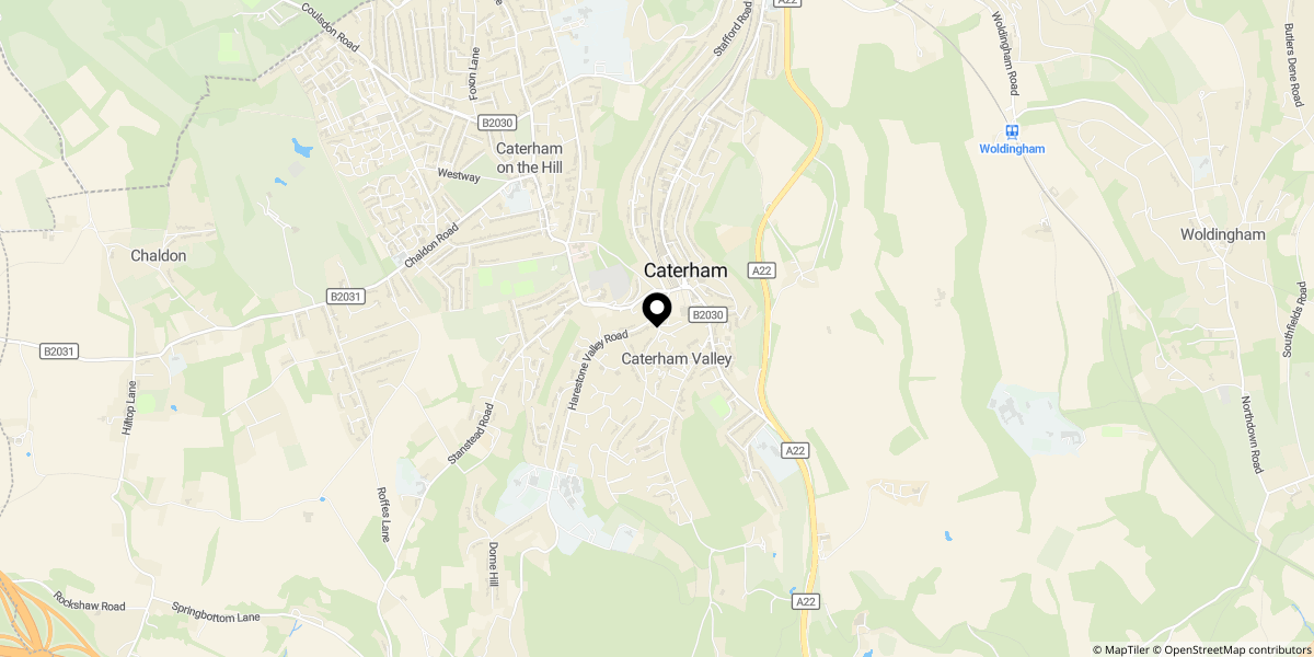 Approximate location of Harestone Hill, Caterham, CR3