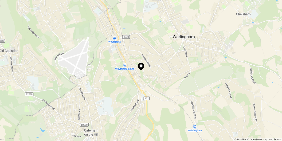 Approximate location of Southview Road, Warlingham, CR6