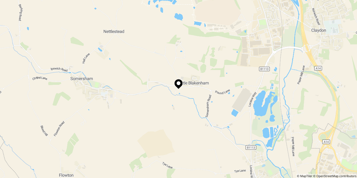 Approximate location of Valley Road, Little Blakenham, IP8 