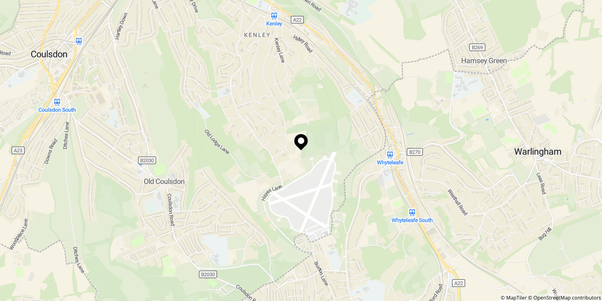 Approximate location of Welcomes Road, Kenley, CR8