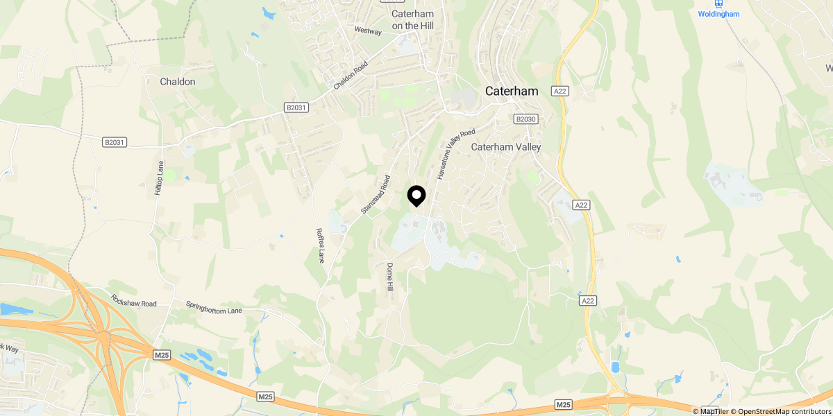 Approximate location of Harestone Valley Road, Caterham, CR3